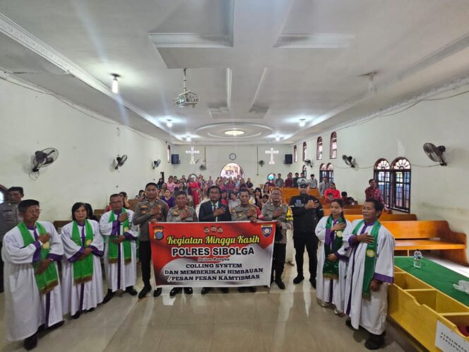 
					Polres Sibolga Gelar Kegiatan Minggu Kasih di Gereja BNKP Gloria, Sampaikan Pesan Kamtibmas Demi Kota yang Aman dan Kondusif