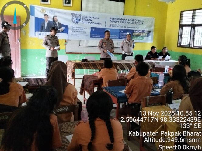 
					Goes To School Polsek Salak Sosialisasi SMA Kemala Taruna Bhayangkara Ke SMP N 2 Salak Dan SMP N 3 Satu Atap STTU Julu