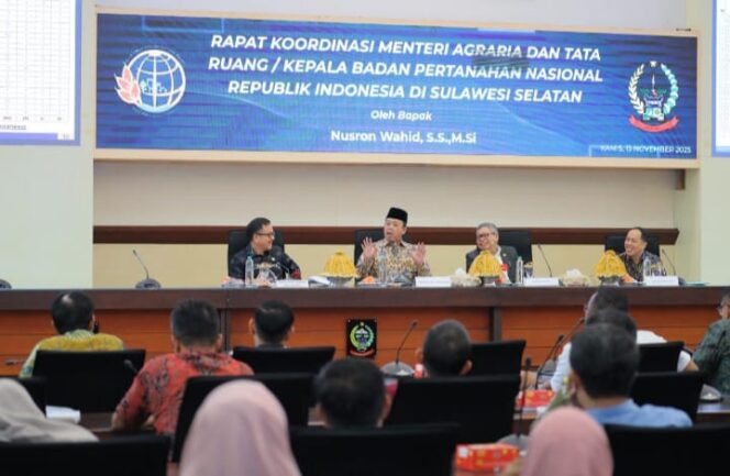 
					Percepat Penyelesaian Persoalan Tanah dan Ruang, Menteri Nusron Adakan Rakor dengan Kepala Daerah Se-Sulsel